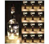 com-four® 12x Lampe pour Bouteilles LED, Guirlande Lumineuse en Liège | pour Bouteilles de Vin et de Champagne Vides - Mini Lampes LED avec Fonctionnement sur Piles