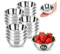 COM-FOUR® 16x bols à sauce - petits bols - bol pour sauces, trempettes et collations - bols à collation, ensemble de bols - bol à épices - petit bol en métal - acier inoxydable (16 pièces)