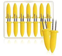 COM-FOUR® 16x brochettes de maïs en épi avec broches en acier inoxydable, antirouille - brochettes de maïs réutilisables - accessoires pour barbecues, grillades, cuisine