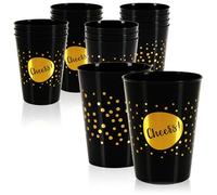 com-four® 16x gobelets réutilisables pour les fêtes, le camping et les déplacements - réutilisables et lavables au lave-vaisselle - verre en plastique - verre à eau [la sélection varie]