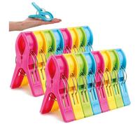com-four® 16x Grandes Pinces à Serviettes de Plage pour Chaises Longues, Chaises Longues et Balustrades - Pinces à Linge XXL pour Vestes et Couvertures