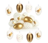 COM-FOUR® 16x Oeufs de Pâques à accrocher - Belle décoration à Suspendre en Plastique - Décoration de Pâques pour Le Bouquet de Pâques - Oeufs en Plastique