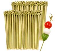 COM-FOUR® 200x brochettes d'amuse-gueules à base de matières premières | bâtonnets à canapés - brochettes en bois avec nœuds - pics de fête - brochettes à cocktail
