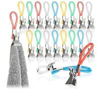 COM-FOUR® 20x Pinces Porte-Serviettes en Plastique et métal chromé | pinces colorées pour serviettes - débarbouillettes - éponges de bain - boucles de suspension pour maniques et torchons
