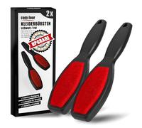 com-four® 2X Brosse à Vêtements (Version 2026), modèle Double Face pour Textiles et mobilier, élimine Peluches, Poils et poussière efficacement (2 pièces - Noir/Rouge)