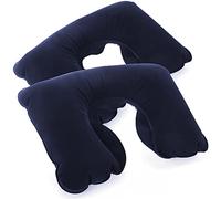 com-four® 2X Coussins de Voyage Gonflables | Coussins ergonomiques pour la nuque, idéals en avion, voiture et train, confortables et faciles à gonfler