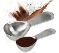 COM-FOUR® 2x cuillères à café en acier inoxydable - cuillères doseuses en deux tailles - cuillères doseuses avec poignée ergonomique - cuillères doseuses (couleur argent - 30ml + 15ml)