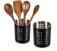 com-four® 2x égouttoir à couverts en acier inoxydable, porte ustensiles de cuisine en métal, range couverts pour cuillères, support serviettes moderne (2 pièces - anthracite)