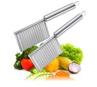 COM-FOUR® 2x emporte-pièces ondulés, couteau dentelé en acier inoxydable | couteau à garnir avec bord dentelé - emporte-pièce ondulé pour frites - coupe-légumes dentelé