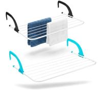 com-four® 2X Étendoirs à Linge pour Radiateur Réglables | Séchoir suspendu pour radiateur, balcon ou rambarde, étendoir gain de place, modèles assortis
