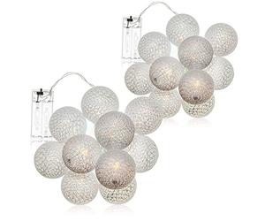 com-four® 2x guirlandes lumineuses LED boule - éclairage avec 10 LED au décor scandinave - décoration pour Noël, anniversaires, mariages ou fêtes