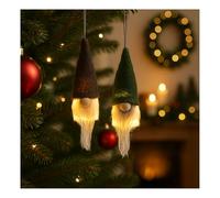 com-four® 2X LED Nain avec Nez et Barbe, Nain scandinave avec Chapeau | Père Noël suédois à accrocher [la sélection varie]