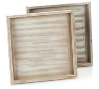 COM-FOUR® 2X Plateau de Service en Bois, Plateau Vintage en Aspect chaulé | plateau de cuisine
