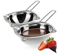 com-four® 2x Pot pour bain-marie - bol de fusion avec 2 becs - bol de fusion pour bain-marie durable - Acier inoxydable