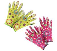 com-four® 2x Set de Gants de Jardinage pour les fleurs, Taille 8 - Gants de Jardinage vert et rose - Qualité Supérieure