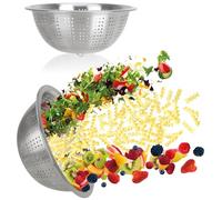 COM-FOUR® 2x tamis de cuisine en acier inoxydable, tamis à pâtes classique | passoire pour laver les fruits - les légumes et la salade - passoire - tamis égouttoir rond
