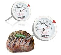 COM-FOUR® 2x thermomètre à rôtir, thermomètre à viande 2 zones | thermomètre analogique pour gril et four - aiguille à viande - acier inoxydable