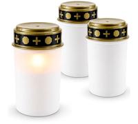 com-four® 3x Bougie LED funéraire à effet flamme, lumière éternelle | bougie commémorative blanche blanc chaud