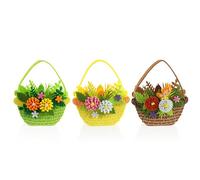 com-four® 3X Panier de pâques en Feutre - Panier à remplir - Sac en Feutre en Cadeau - nid de Pâques aux Couleurs Vives