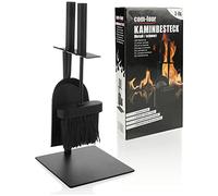 COM-FOUR® 3x Pièces Ensemble de cheminée en noir dans un format compact | serviteur cheminée