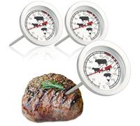 COM-FOUR® 3x Thermomètre à rôtir en acier inoxydable, thermomètre à viande