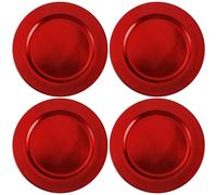 com-four® 4x assiettes de présentation brossées, soucoupes réutilisables | assiettes décoratives élégantes pour mariages - fêtes de famille ou Noël - Assiette de présentation Ø 33 cm