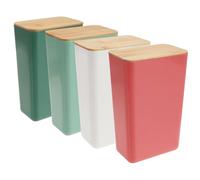 com-four® 4x boîte de rangement avec couvercle en bambou - Boîtes de rangement en plastique réutilisables pour aliments, cosmétiques et petits objets - idéales pour les pâtes
