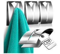 com-four® 4x Crochet porte-serviette auto-adhésif - Porte-serviette acier inoxydable - Patère salle de bain sans perçage (4 pièces)