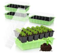 com-four® 4X Mini Serre d'intérieur avec Couvercle - Kit de Culture avec 96 Pots - Jardinière pour légumes, Herbes et Fleurs - Germination pour Rebord de fenêtre et Balcon