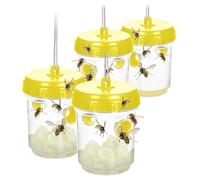 COM-FOUR® 4X Piège à guêpes - Piège Vivant écologique à Suspendre - Protection Anti-Insectes pour l'extérieur - Attrape-Insectes en Plastique - respectueuse des Animaux