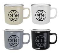 com-four® 4x tasse à café - tasse à café en céramique - tasse à poignée en émail pour la maison, le bureau, le jardin, le camping [la sélection varie]