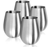 com-four® 4x verre à vin en acier inoxydable - tasse à vin 500 ml pour le voyage - tasse en acier inoxydable à emporter - gobelet à vin sans pied - tasse de voyage sans BPA