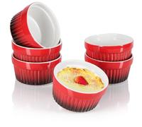 COM-FOUR® 6x bol à ailettes de ragoût, Moules allant au four en rouge | bol à crème brûlée - bol à dessert de 185 ml chacun