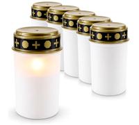 com-four® 6x Bougie LED funéraire à effet flamme, lumière éternelle | bougie commémorative blanche blanc chaud