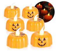 com-four® 6x Bougies chauffe-plat LED Halloween, bougies chauffe-plat