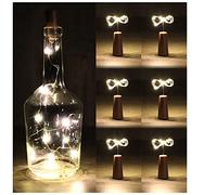 com-four® 6x Lampe pour Bouteilles LED, Guirlande Lumineuse en Liège | pour Bouteilles de Vin et de Champagne Vides - Mini Lampes LED avec Fonctionnement sur Piles