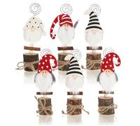 com-four® 6X Porte-Cartes GNOME - Table de Noël et Porte-Cartes de vœux en Bois - Clips pour Cartes de Menu, étiquettes nominatives, Marque-Places et Photos
