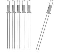 com-four® 6x Premium brochettes pour barbecue avec poignée, BBQ double brochette en acier inoxydable 430, brochettes chachly avec poussoir et double dent, pour viande, poisson, légumes