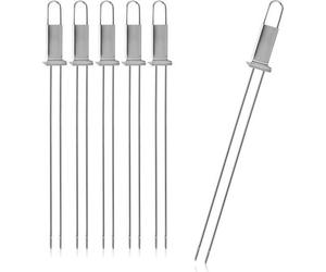 com-four® 6x Premium brochettes pour barbecue avec poignée, BBQ double brochette en acier inoxydable 430, brochettes chachly avec poussoir et double dent, pour viande, poisson, légumes
