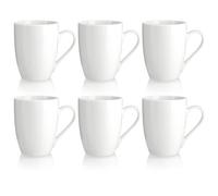 com-four® 6x Tasses à café en céramique - Tasses à café au Design Moderne - Cafetière pour Boissons Froides et Chaudes - Tasse à poignée Blanche - Gobelet 300ml