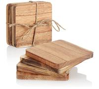 COM-FOUR® 8X sous-Verres en Bois - Base pour Tasses et Verres - Planche en Bois pour l'artisanat - sous-Verres de Table carrée pour Boissons (8 pièces - Marron)