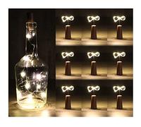 com-four® 9x Lampe pour Bouteilles LED, Guirlande Lumineuse en Liège | pour Bouteilles de Vin et de Champagne Vides - Mini Lampes LED avec Fonctionnement sur Batterie