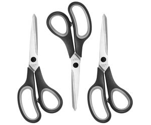 COM-FOUR® Ciseaux 3x - grands ciseaux de cuisine avec prise confortable - ciseaux de bricolage en acier inoxydable - ciseaux de ménage pour papier, carton et tissu - ciseaux de tailleur