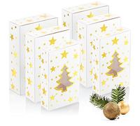 COM-FOUR® Coffret cadeau 6 pièces en 3 tailles - Coffrets cadeaux avec motifs de Noël - Boîte pliante en carton solide - Boîte en carton pliable (6 pièces - étoiles/sapin de Noël)