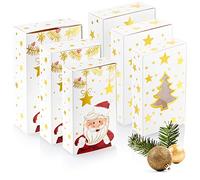 COM-FOUR® Coffret cadeau 6 pièces en 3 tailles - Coffrets cadeaux avec motifs de Noël - Boîte pliante en carton solide - Boîte en carton pliable