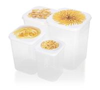 com-four® Ensemble de 4 bocaux de conservation avec couvercle - stockage pour aliments - pâtes, muesli, fruits, légumes, collations - bocal en vrac
