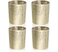 com-four® Ensemble de 4 photophores - lanternes dorées pour Bougies Chauffe-Plat et Petites Bougies piliers - photophore avec décoration d'étoiles - décoration de Table
