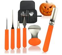 com-four® Ensemble de sculpture de citrouilles 6 pièces pour Halloween - outils de coupe pour évider les citrouilles (Outils de sculpture - 06 pièces, orange)
