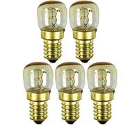 com-four® Lampe de four 5x jusqu'à 300 ° C, ampoule de cuisinière blanc chaud 15W, E14, 230V (05 pièces - 15W couleur or)