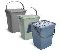 com-four® Lot de 3 Boîtes de Rangement avec Couvercle et Poignée 5 L | Bac Plastique pour Lessive - Poubelle - Boîte à Pinces à Linge [Sélection variable]